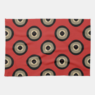 Retro Style - Black and Red Pattern Tea Towel