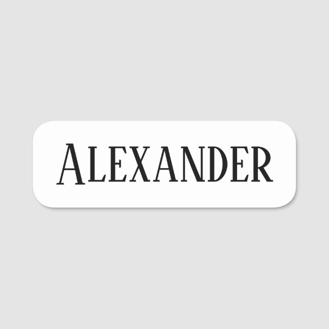 Retro Style Black and White Rectangular Name Tag (Front)