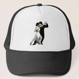 Retro-style Black and White Tango Dancers Trucker Hat
