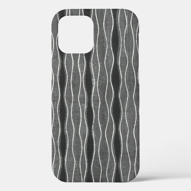 Retro Style Black White Grey Stripe Phone Case (Back)