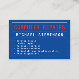 Retro style blue computer interface business card