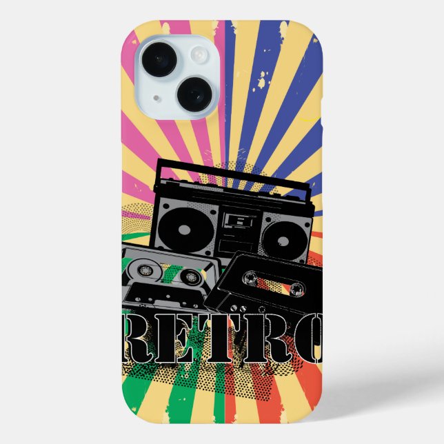 Retro style boom box and cassettes Case-Mate iPhone case (Back)