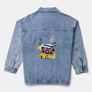 Retro style boombox design denim jacket