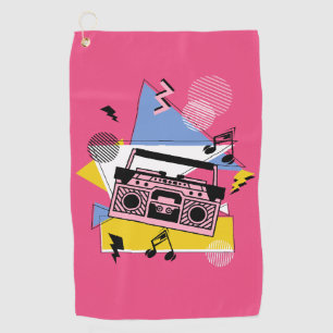 Retro style boombox design golf towel