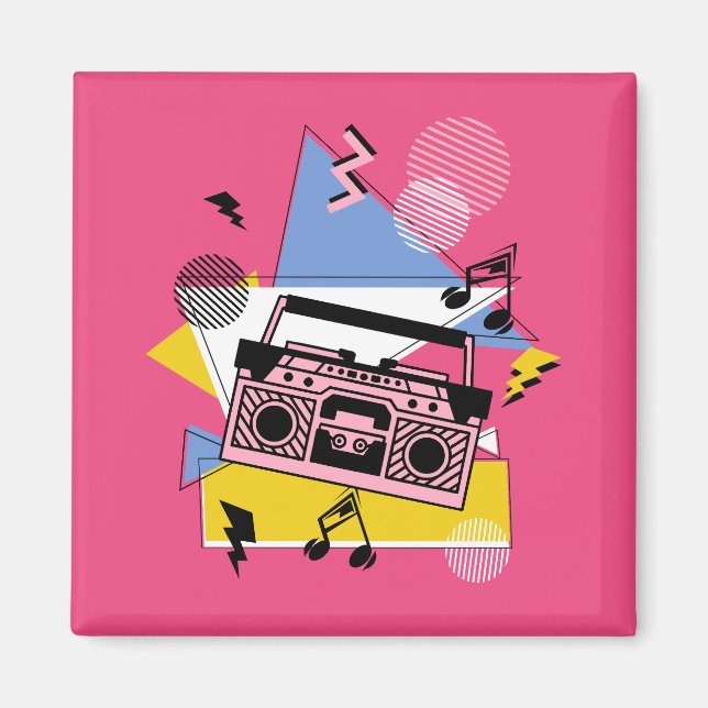 Retro style boombox design magnet (Front)
