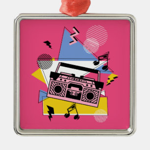Retro style boombox design metal ornament