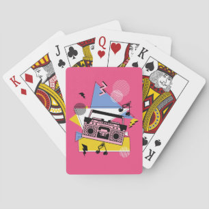 Retro style boombox design playing cards