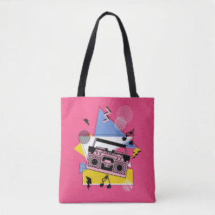 Retro style boombox design tote bag
