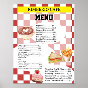Retro Style Cafe Business Food Menu Poster