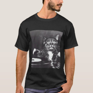 Retro Style Cat DJ with Headphones T-Shirt