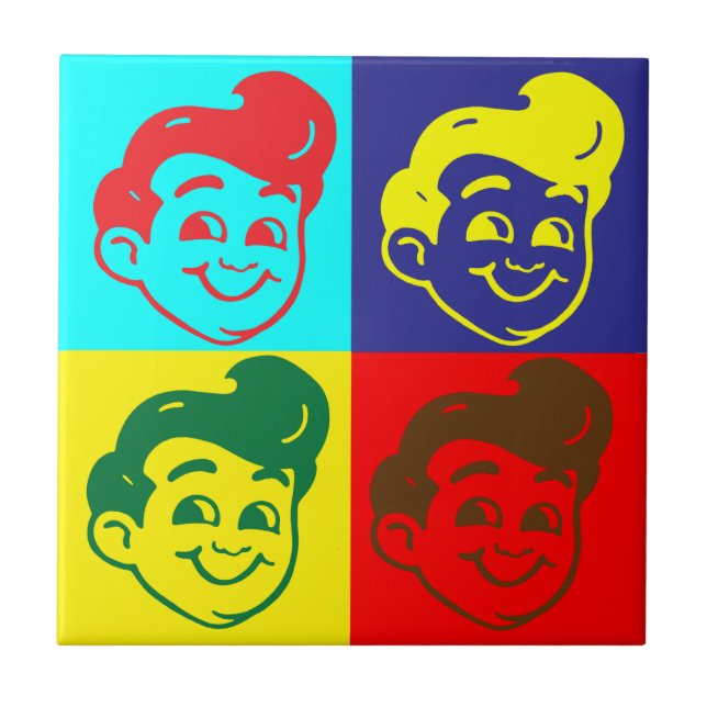 Retro-Style Ceramic Tile Coaster (Front)