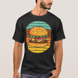 Retro Style Cheese Burger Food Graphic Kawaii Anim T-Shirt