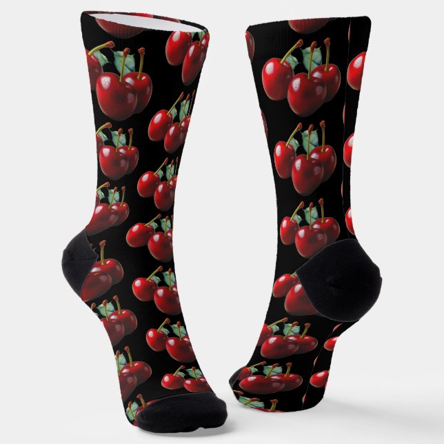 Retro style Cherries fresh picked   Socks (Angled)