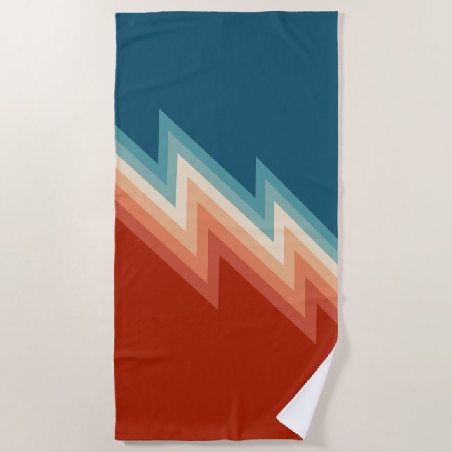 Retro style chevron pattern beach towel (Front)