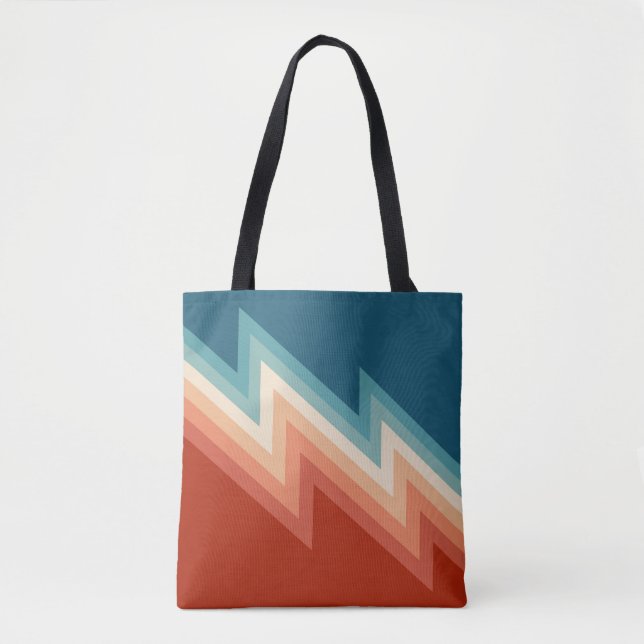 Retro style chevron pattern tote bag (Front)