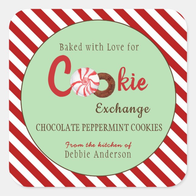 Retro style Christmas Cookie Exchange  Square Sticker (Front)