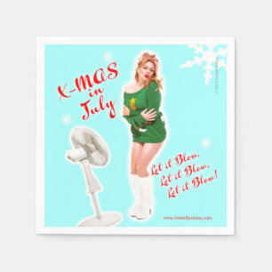 Retro Style Christmas in July beverage napkins. Napkin