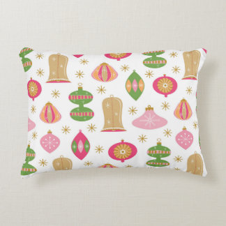 Retro Style Christmas Ornaments -Pink Green Gold Decorative Cushion