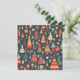 Retro Style Christmas Trees and Decorations  Card