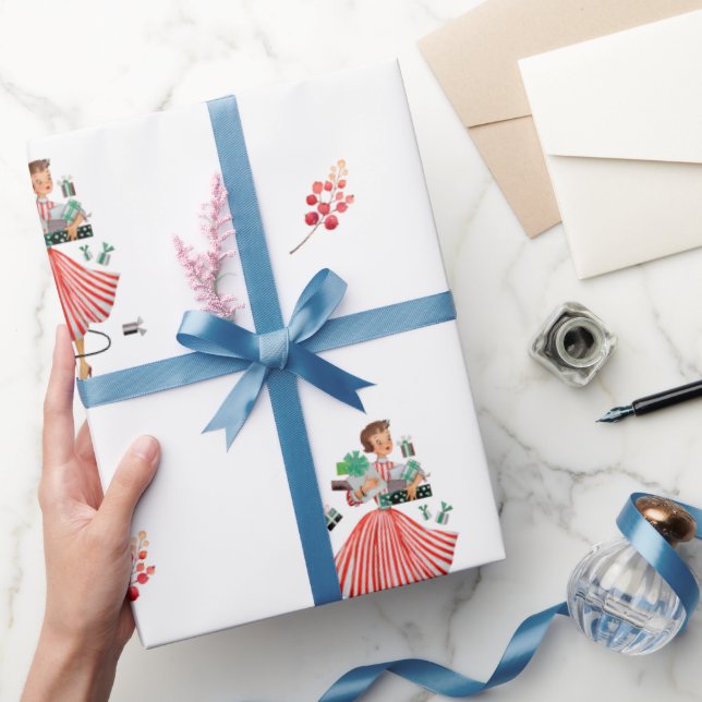Retro Style Christmas Wrap Wrapping Paper (Gifting)