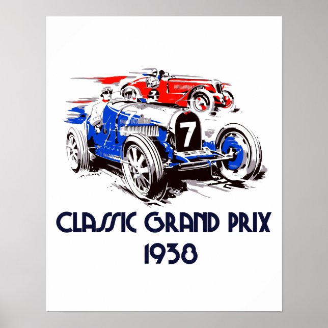 Retro style classic cars Grand Prix Poster (Front)