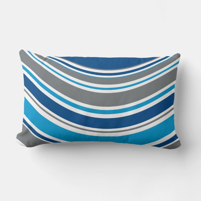 Retro style colours Waves  Lumbar Cushion (Front)