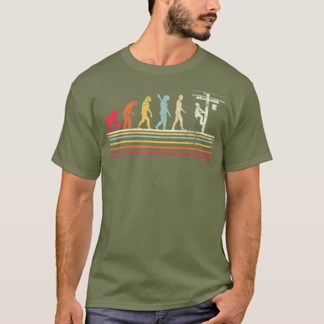 Retro style Cool Evolution Of Lineman T-Shirt (Front)