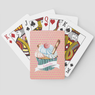 Retro style cupcake and polka dot Spiral Notebook Playing Cards