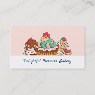 Retro Style Cupcakes Sweet Dessert Bakery Business Card
