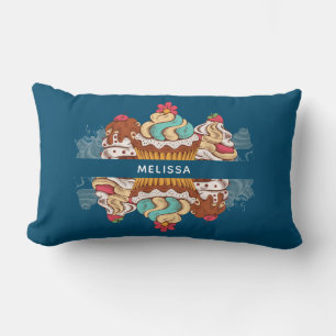 Retro Style Cupcakes Sweet Dessert Lumbar Cushion