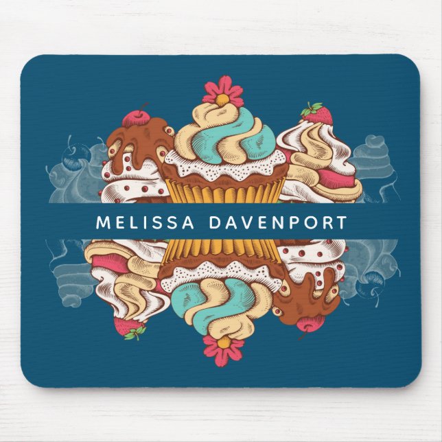 Retro Style Cupcakes Sweet Dessert Mouse Pad (Front)