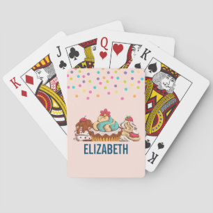Retro Style Cupcakes Sweet Dessert with Confetti Playing Cards