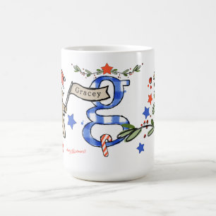 Retro Style Cute Christmas Monogram G With Name Coffee Mug
