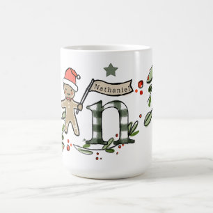 Retro Style Cute Christmas Monogram N With Name Coffee Mug