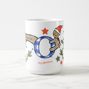 Retro Style Cute Christmas Monogram O With Name Coffee Mug