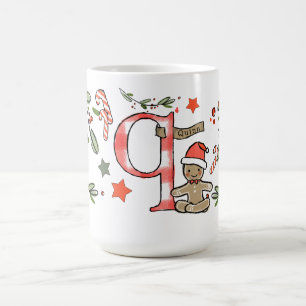 Retro Style Cute Christmas Monogram Q With Name Coffee Mug