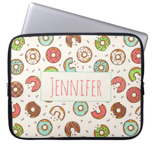 Retro Style Cute Colorful Donut Pattern Laptop Sleeve