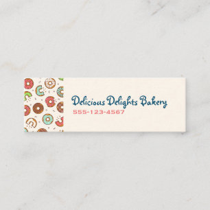 Retro Style Cute Colourful Doughnut Pattern Mini Business Card