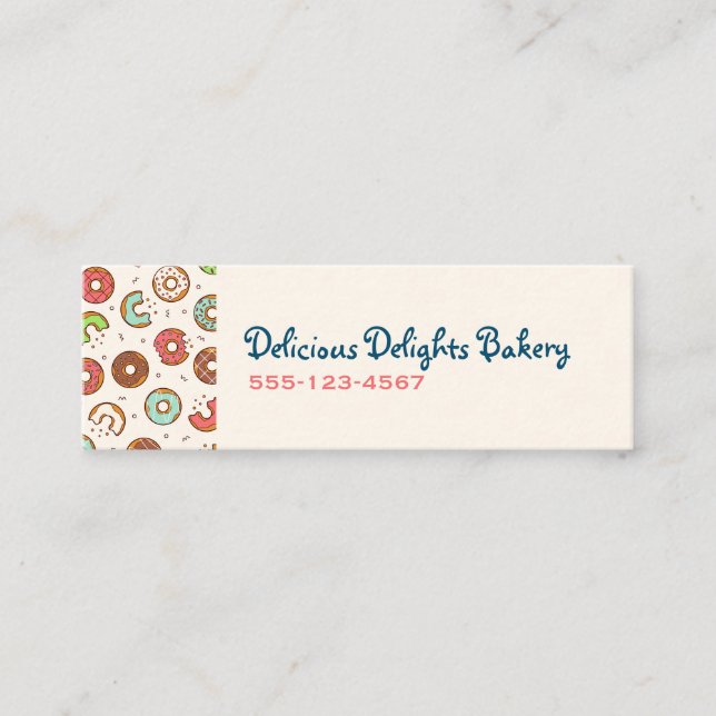 Retro Style Cute Colourful Doughnut Pattern Mini Business Card (Front)