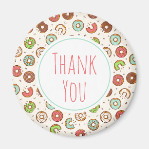 Retro Style Cute Colourful Doughnut Pattern Thank Magnet