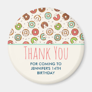 Retro Style Cute Colourful Doughnut Pattern Thank Magnet