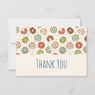 Retro Style Cute Colourful Doughnut Pattern Thank You Card