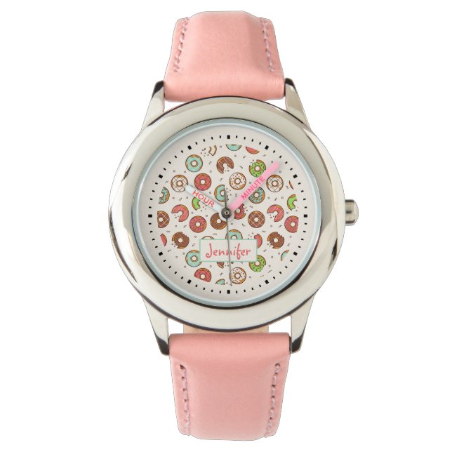 Retro Style Cute Colourful Doughnut Pattern Watch (Front)