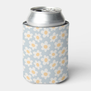 Retro style daisies in bloom on blue background can cooler