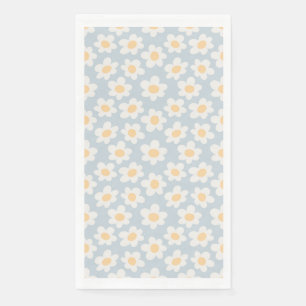 Retro style daisies in bloom on blue background napkin