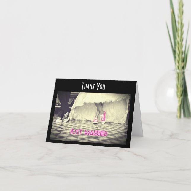 Retro Style Diner Wedding Couple Thank You Card (Front)