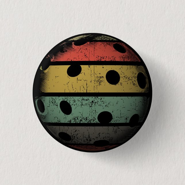 Retro Style Distressed Pickleball Art 3 Cm Round Badge (Front)
