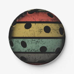 Retro Style Distressed Pickleball Art Paper Plate