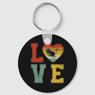 Retro Style Eagle With Heart Graphic Valentines Da Key Ring