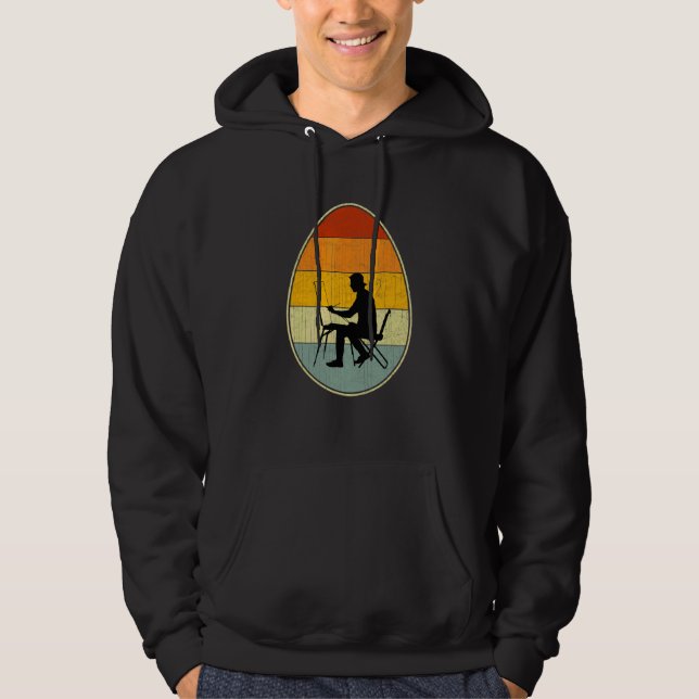 Retro Style Easter Egg Graphic Funny Easter Day Ar Hoodie (Front)
